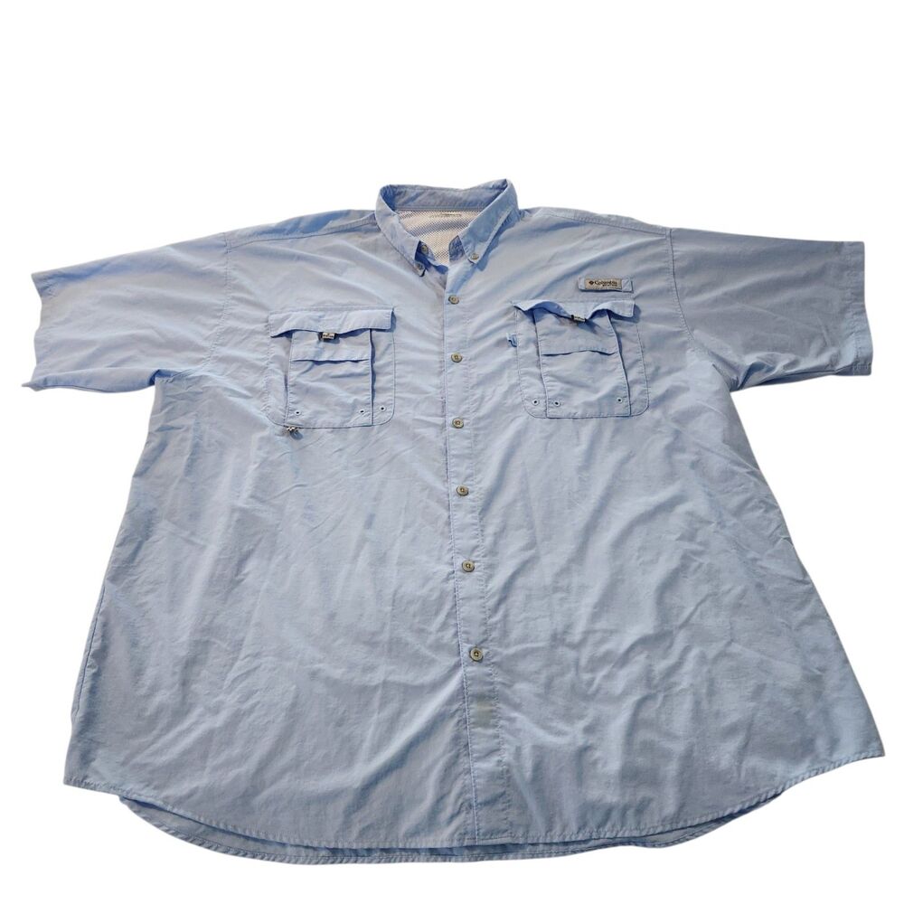 Columbia PFG Bahama II Mens 3XT Blue SS Vented Fishing Omni Shade Shirt